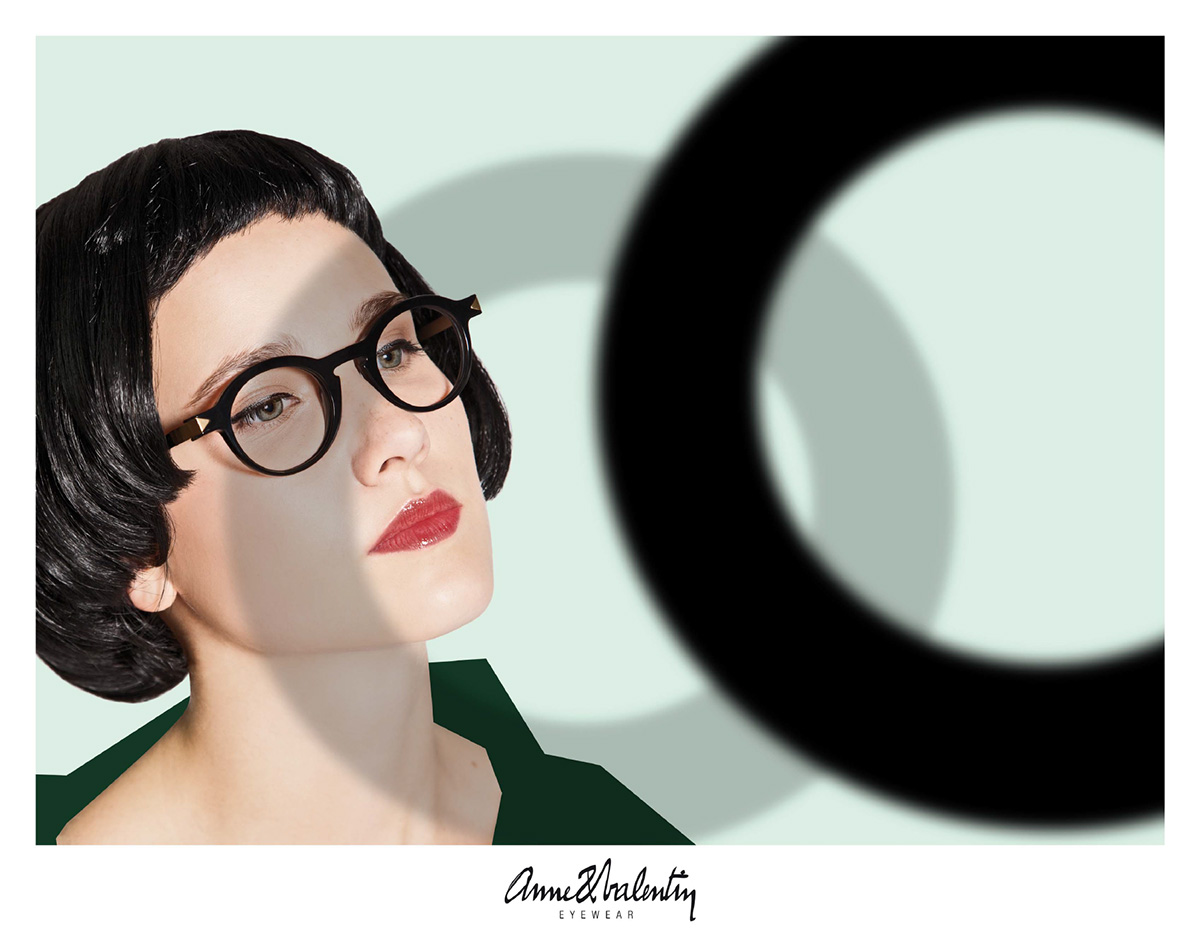 Spread from the Anne & Valentin lookbook: a man wearing Factory frames and a woman wearing Clash frames