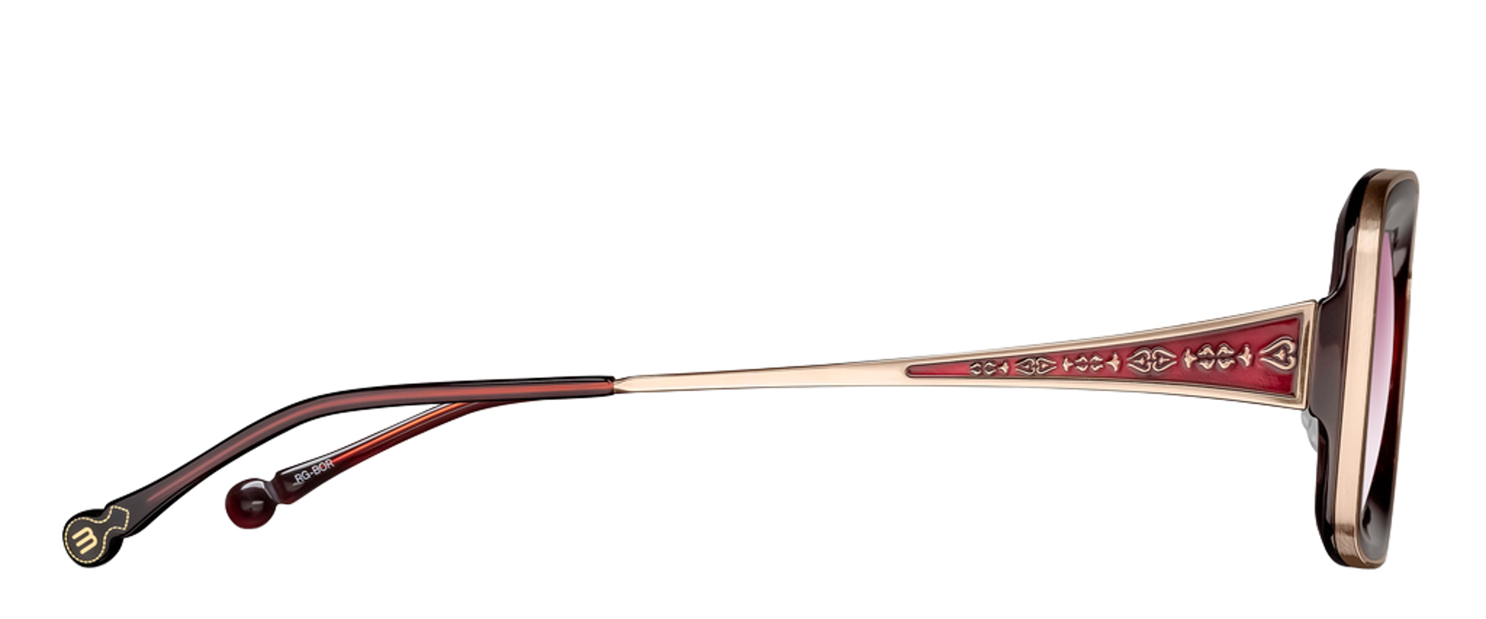Matsuda M3124 naočare, boja Rose Gold Bordeaux, leva drška sa gravurom RG-BOR